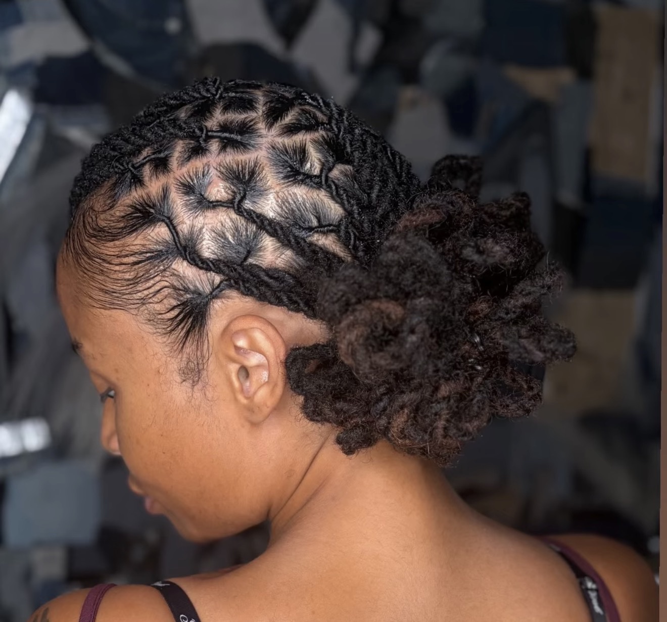 Finished twisted loc style shown from the back